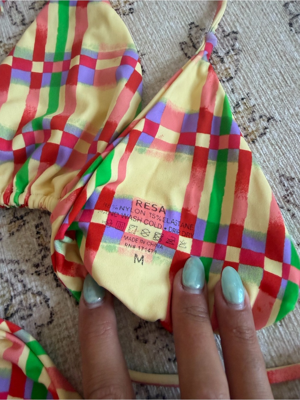 RESA Yellow Multicolor Check Bikini Set - Picture 4 of 4